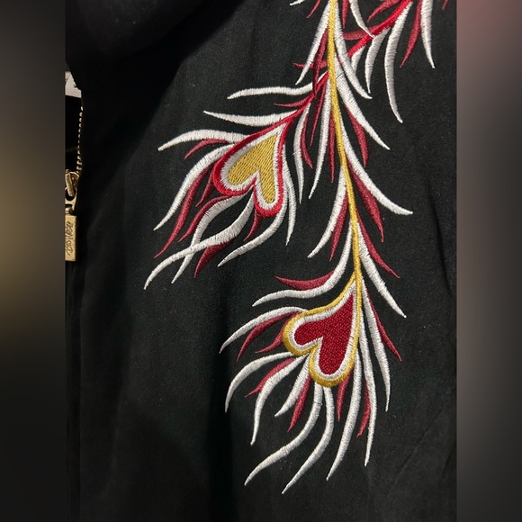 Bob Mackie Y2K Wearable Art Phoenix Embroidered Faux Suede Jacket Size L - Picture 5 of 14